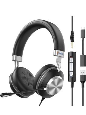 Black On-Ear Headphones with Microphone - Wired Comfort